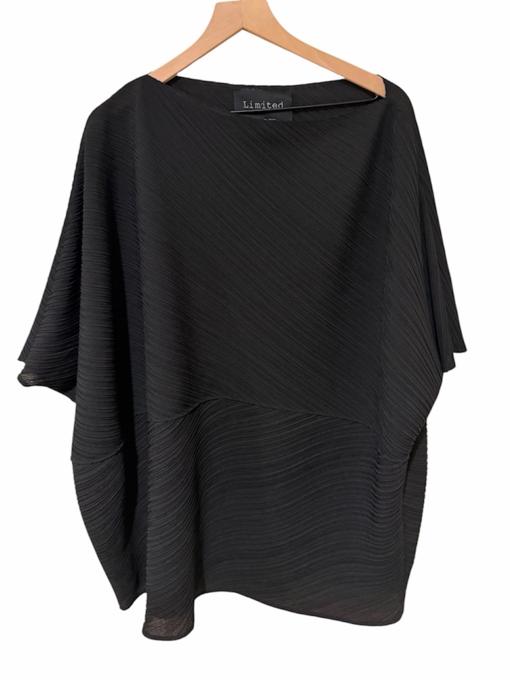 Limited by Ronen Chen Plisse Micro Pleated Upscale Capsule Top Black One Size